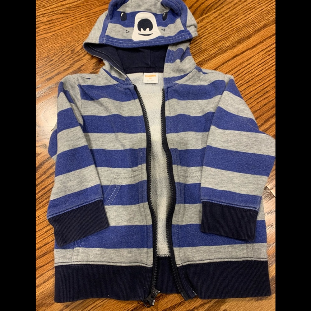 Gymboree Striped Zipper Hoodie.. bear hood with ears.. Size 2T